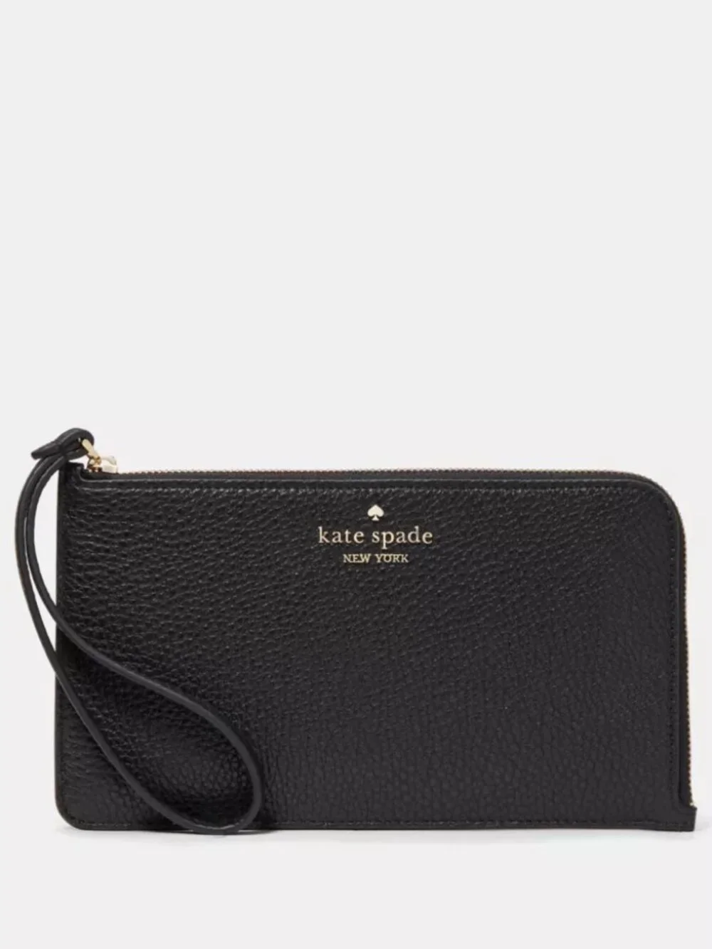 Kate Spade New York Everyday Black Leather Lucy Medium L-Zip Wristlet Wallet